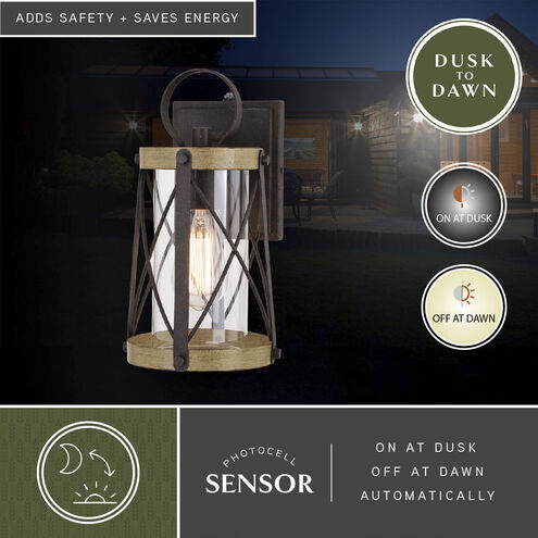 Harwood LED 12 inch Oxidized Iron and Burnished Elm Outdoor Wall