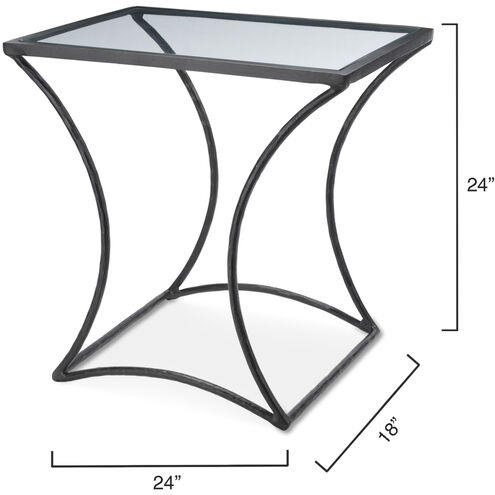 Kai 24 X 24 inch Black Forged Iron w/ Clear Tempered Glass Top Side Table