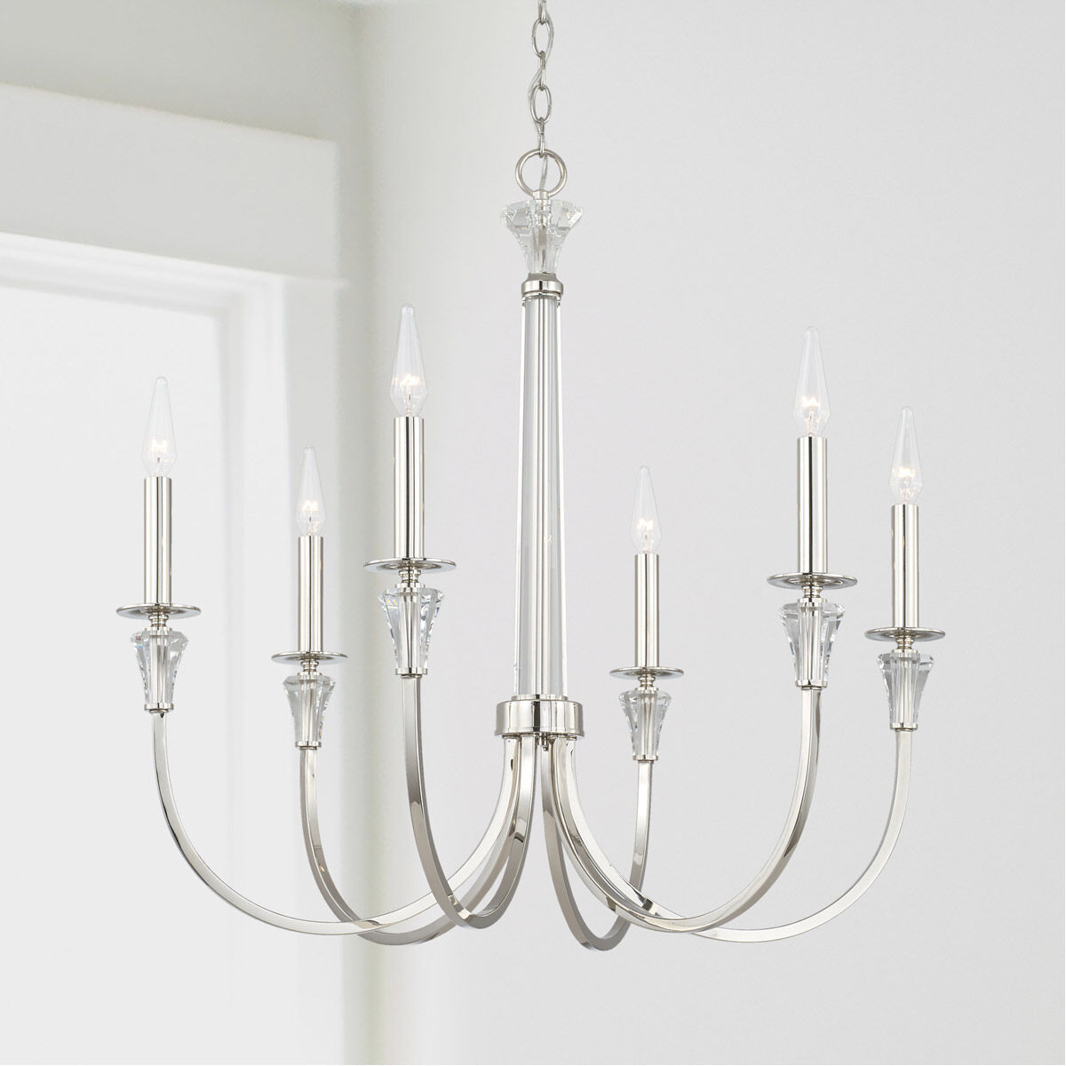 Capital Lighting 441861PN Laurent 6 Light 30 inch Polished Nickel Chandelier Ceiling Light