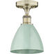 Plymouth Dome 1 Light 7.5 inch Antique Brass Semi-Flush Mount Ceiling Light