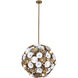 Damask 28 Light 28 inch White and Vintage Brass Pendant Ceiling Light