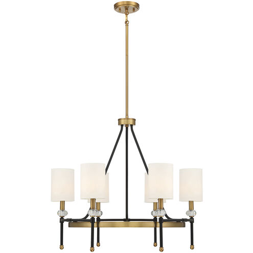 Tivoli 6 Light 28 inch Black with Warm Brass Accents Chandelier Ceiling Light