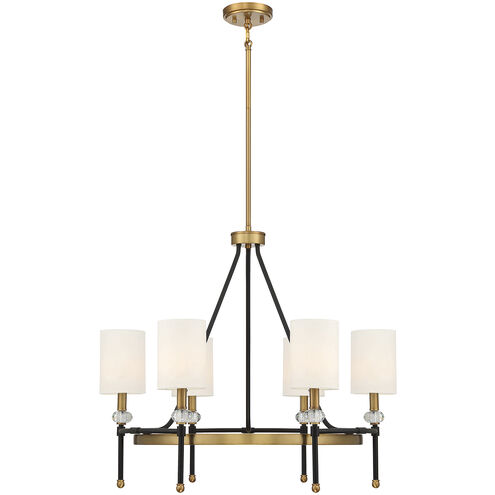 Tivoli 6 Light 28 inch Matte Black with Warm Brass Accents Chandelier Ceiling Light