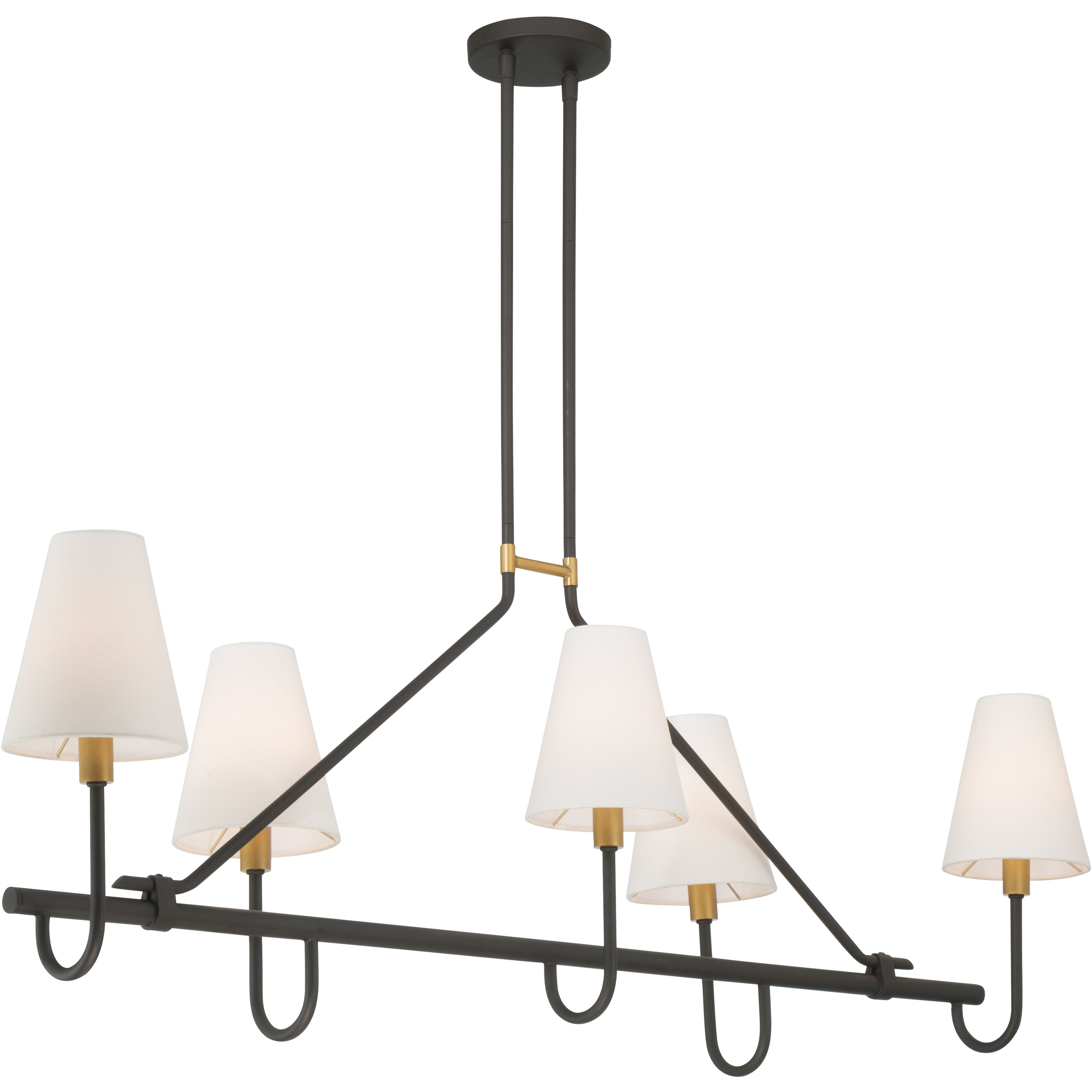 Bellforge 5 Light 51 inch Legacy Brass and Dark Bronze Linear Chandelier Ceiling Light