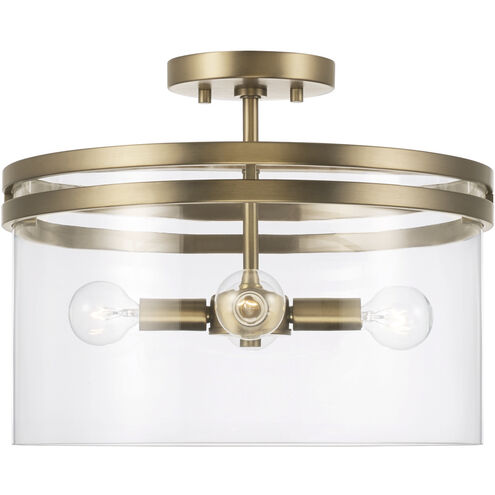 Fuller 4 Light 14.5 inch Aged Brass Semi-Flush Mount Ceiling Light, Convertible Dual Mount