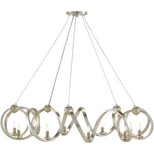 Ringmaster 10 Light 46 inch Contemporary Silver Leaf Chandelier Ceiling Light