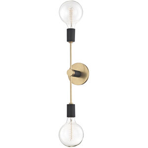 Astrid 2 Light 5 inch Aged Brass Wall Sconce Wall Light