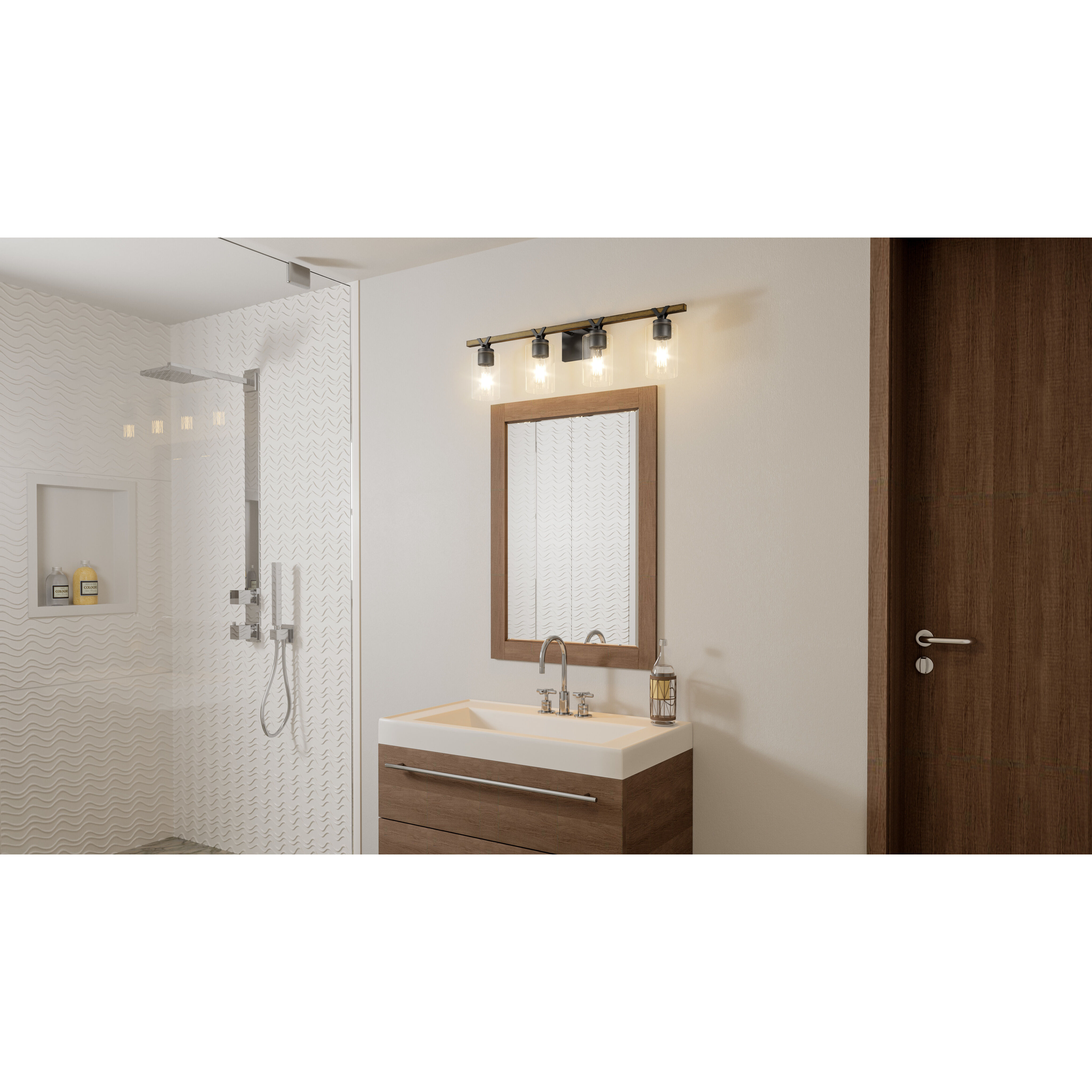 Devon Court 4 Light 32 inch Matte Black Bath Light Wall Light