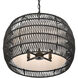 Everly 4 Light 19 inch Matte Black Pendant Ceiling Light in Modern Black Rattan
