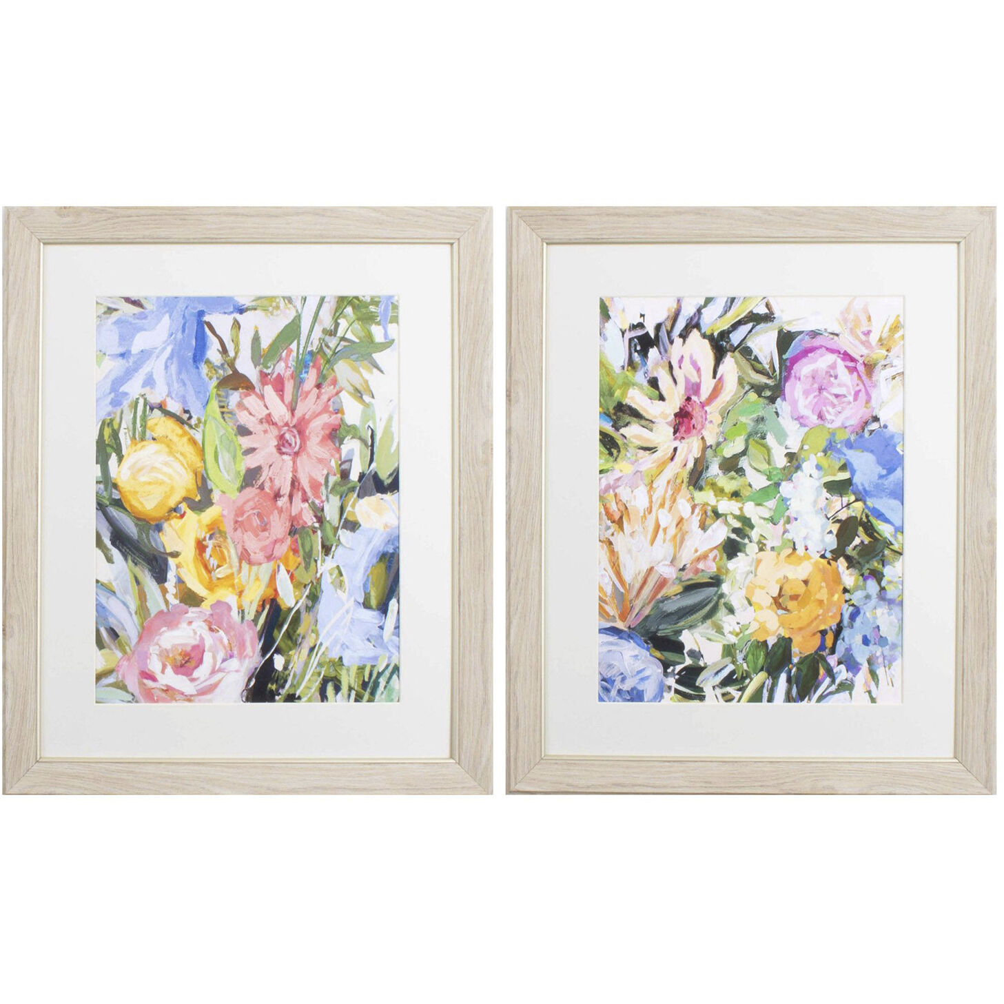 Abundance Plethera Flora Botanic Pink and Green and Blue and Yellow Framed Art, Propac