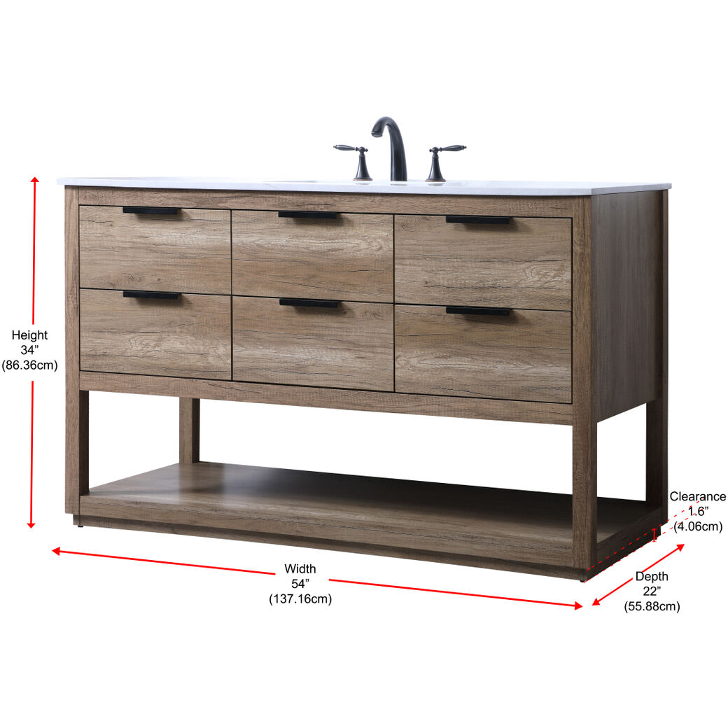 Larkin 54 X 22 X 34 inch Natural Oak Vanity Sink Set