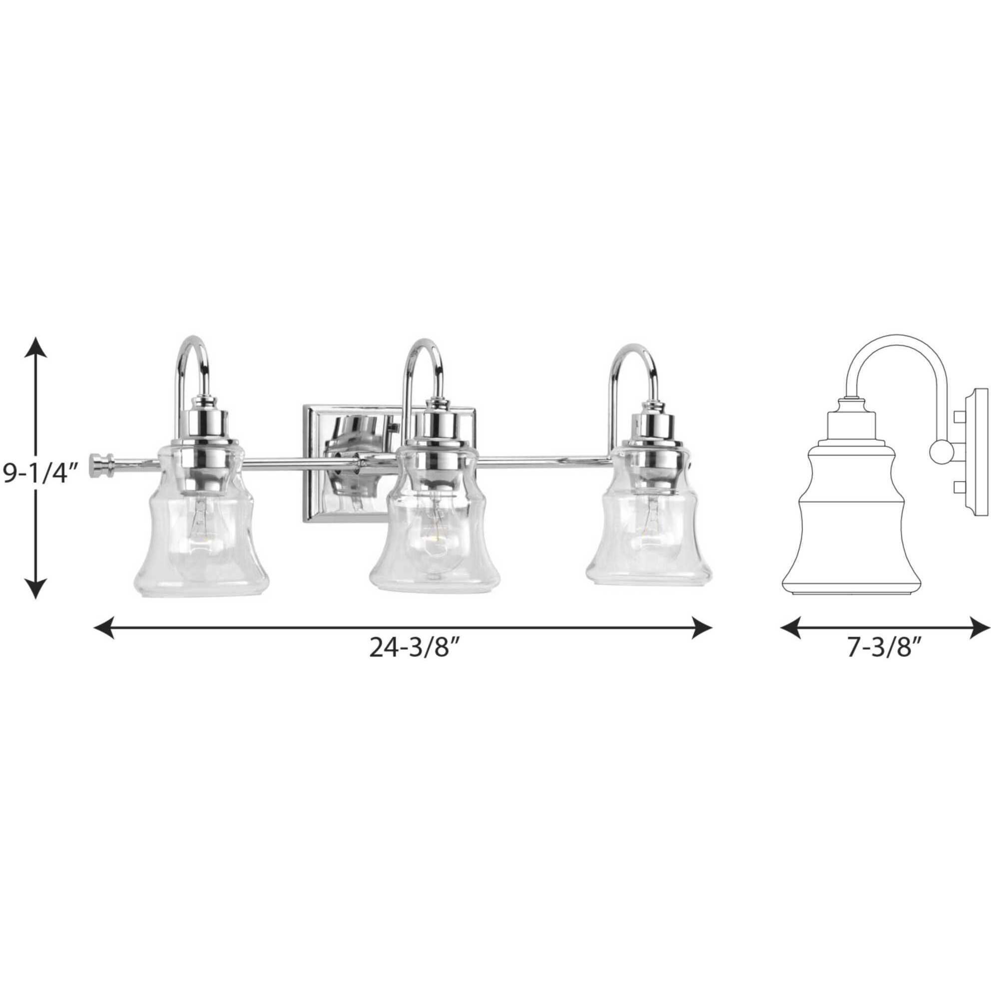 Litchfield 3 Light 24 inch Polished Chrome Bath Vanity Wall Light