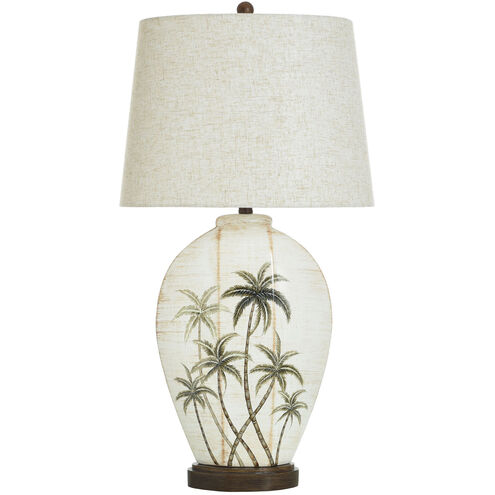 Patina Palms 34.5 inch 100.00 watt Off-White Brushed Table Lamp Portable Light