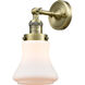 Franklin Restoration Bellmont LED 6 inch Antique Brass Semi-Flush Mount Ceiling Light in Matte White Glass, Franklin Restoration