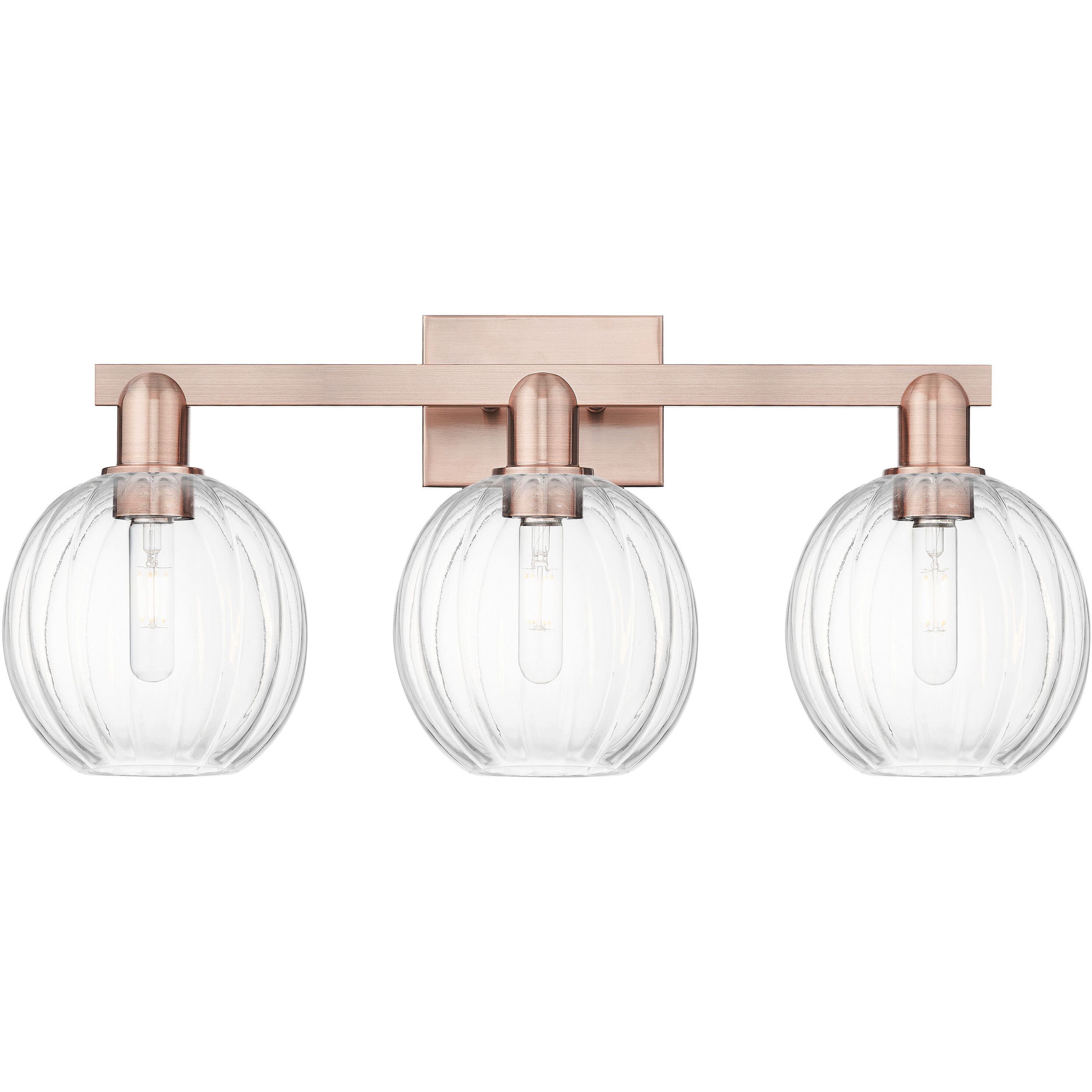 Preston 3 Light 26 inch Antique Copper Bath Vanity Light Wall Light in Clear Glass