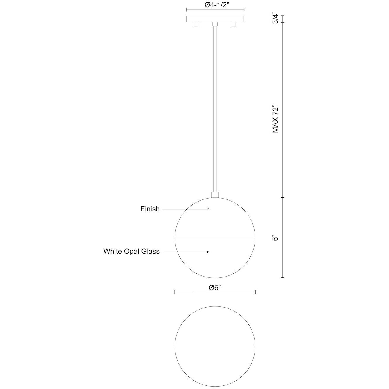 Monae LED 6 inch Black Pendant Ceiling Light