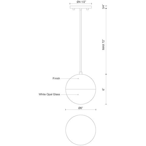 Monae LED 6 inch Black Pendant Ceiling Light