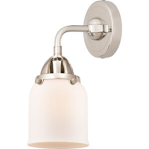 Nouveau 2 Small Bell LED 5 inch Polished Nickel Sconce Wall Light in Matte White Glass