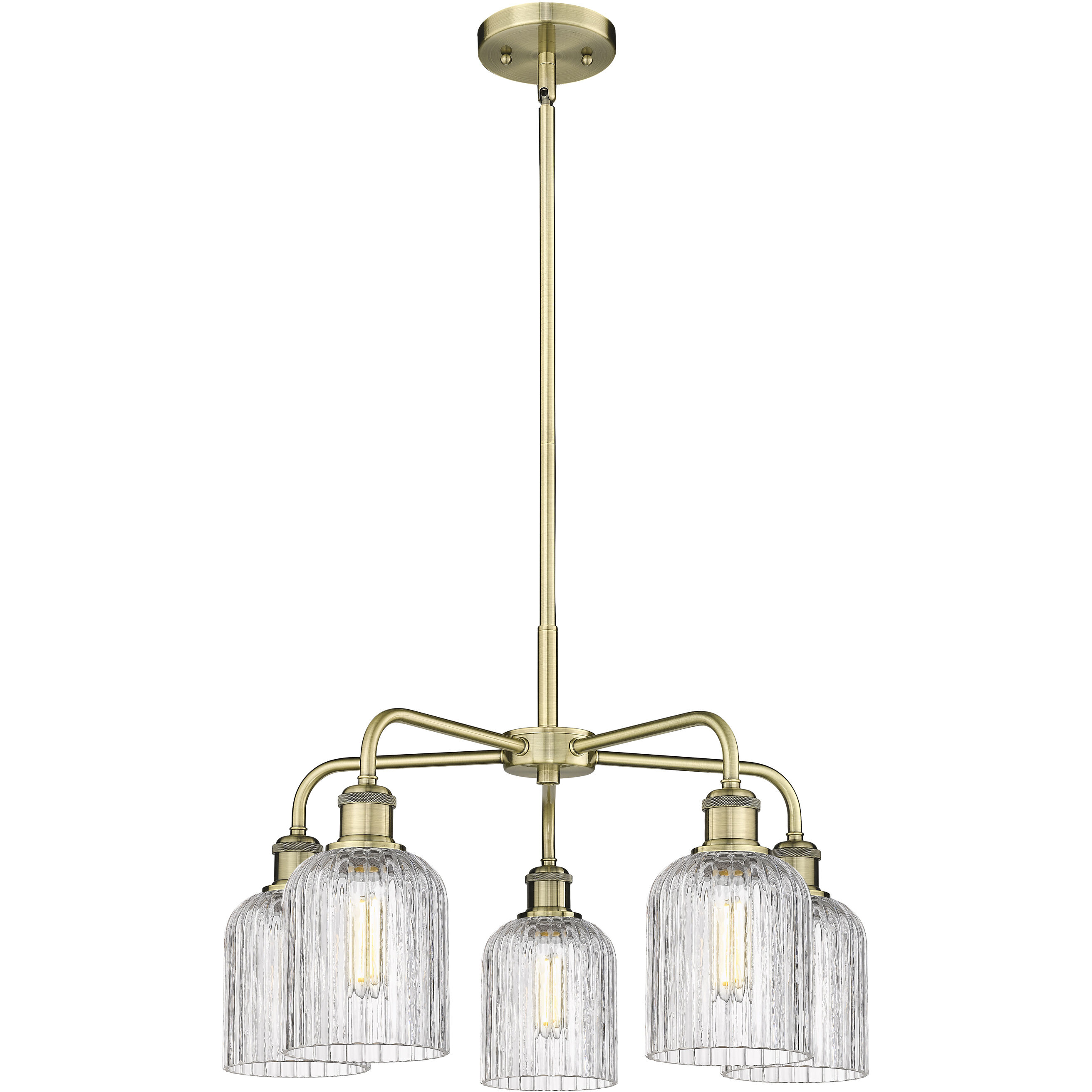 Ballston Bridal Veil 5 Light 23 inch Antique Brass Stem Hung Chandelier Ceiling Light