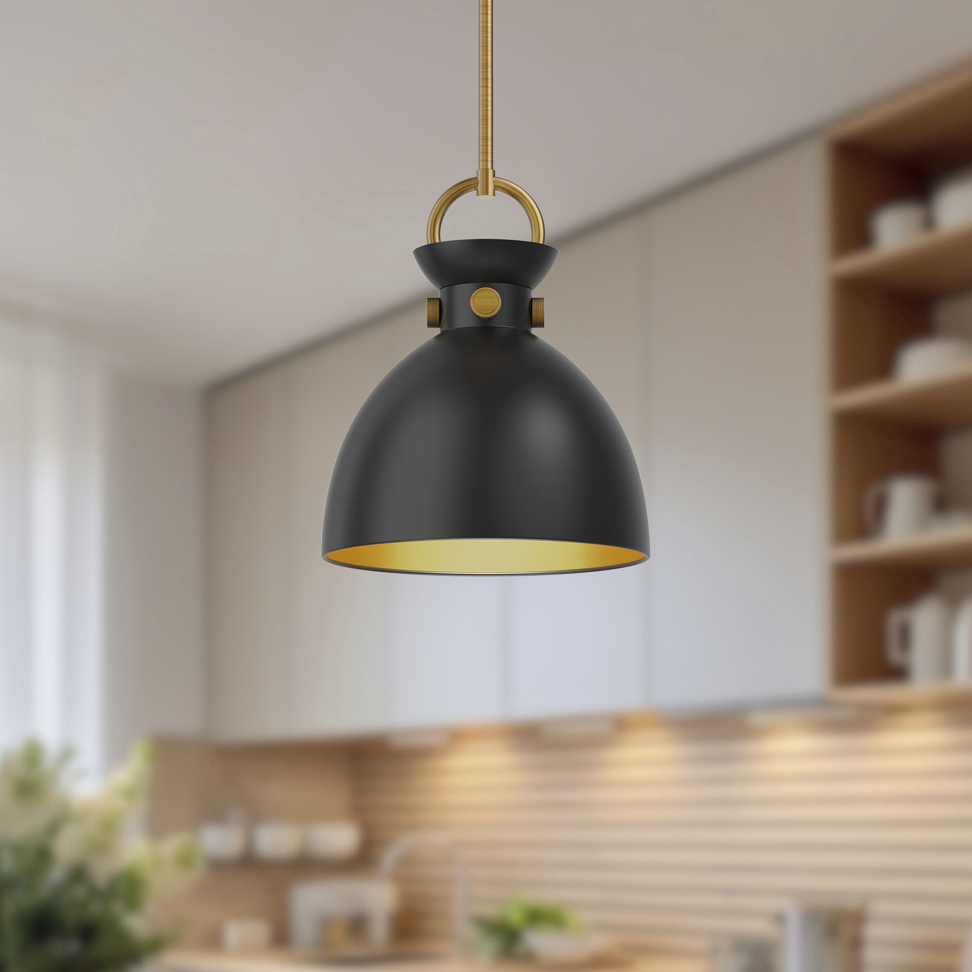 Alora Mood Waldo Pendant Ceiling Light in Aged Gold and Matte Black