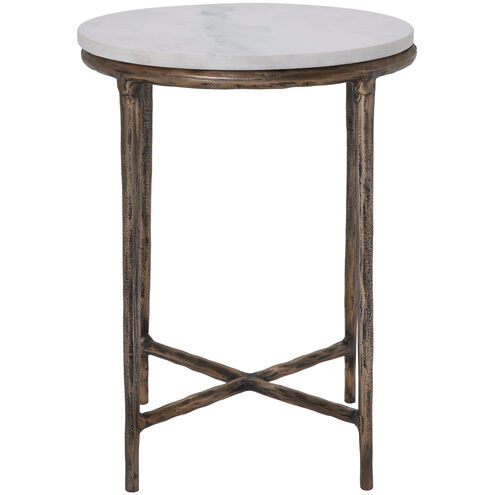 Pearson 19.7 X 14.9 inch Antique Brass and White Side Table