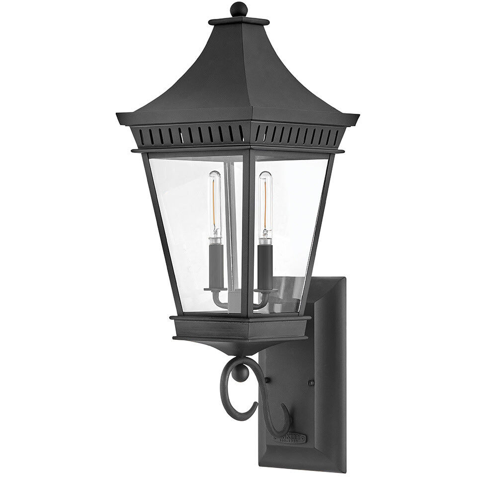 Estate Series Chapel Hill 2 Light 27.25 inch Museum Black Outdoor Wall Mount Lantern, Heritage