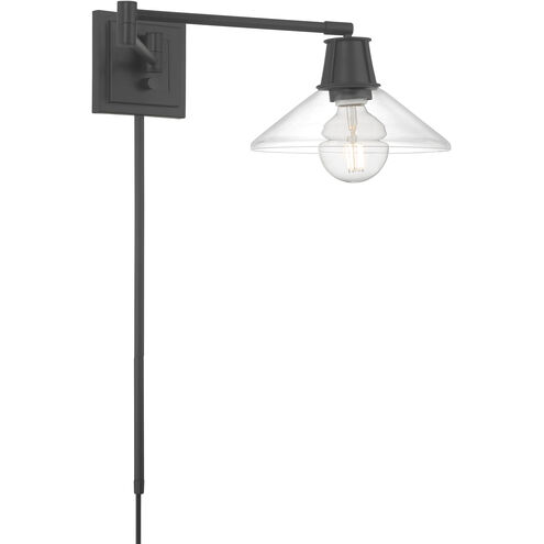Dillon 26.25 inch Matte Black with Clear Swingarm Sconce Wall Light