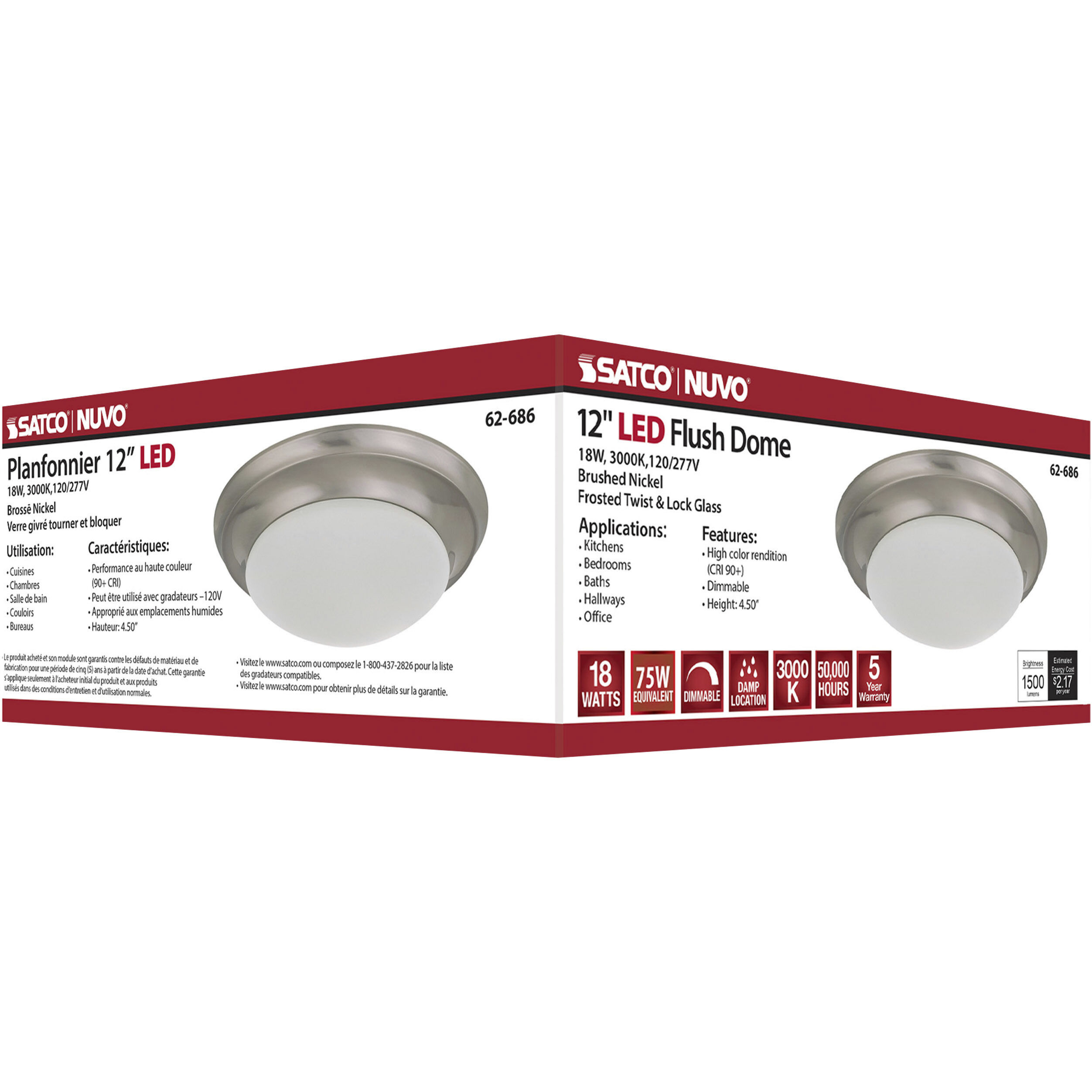 Brentwood LED 11.75 inch Brushed Nickel Flush Mount Ceiling Light