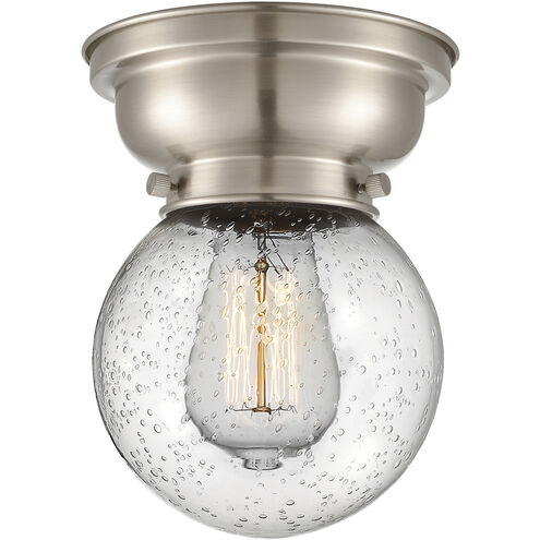 Aditi Beacon LED 6.25 inch Brushed Satin Nickel Flush Mount Ceiling Light in Seedy Glass, Aditi