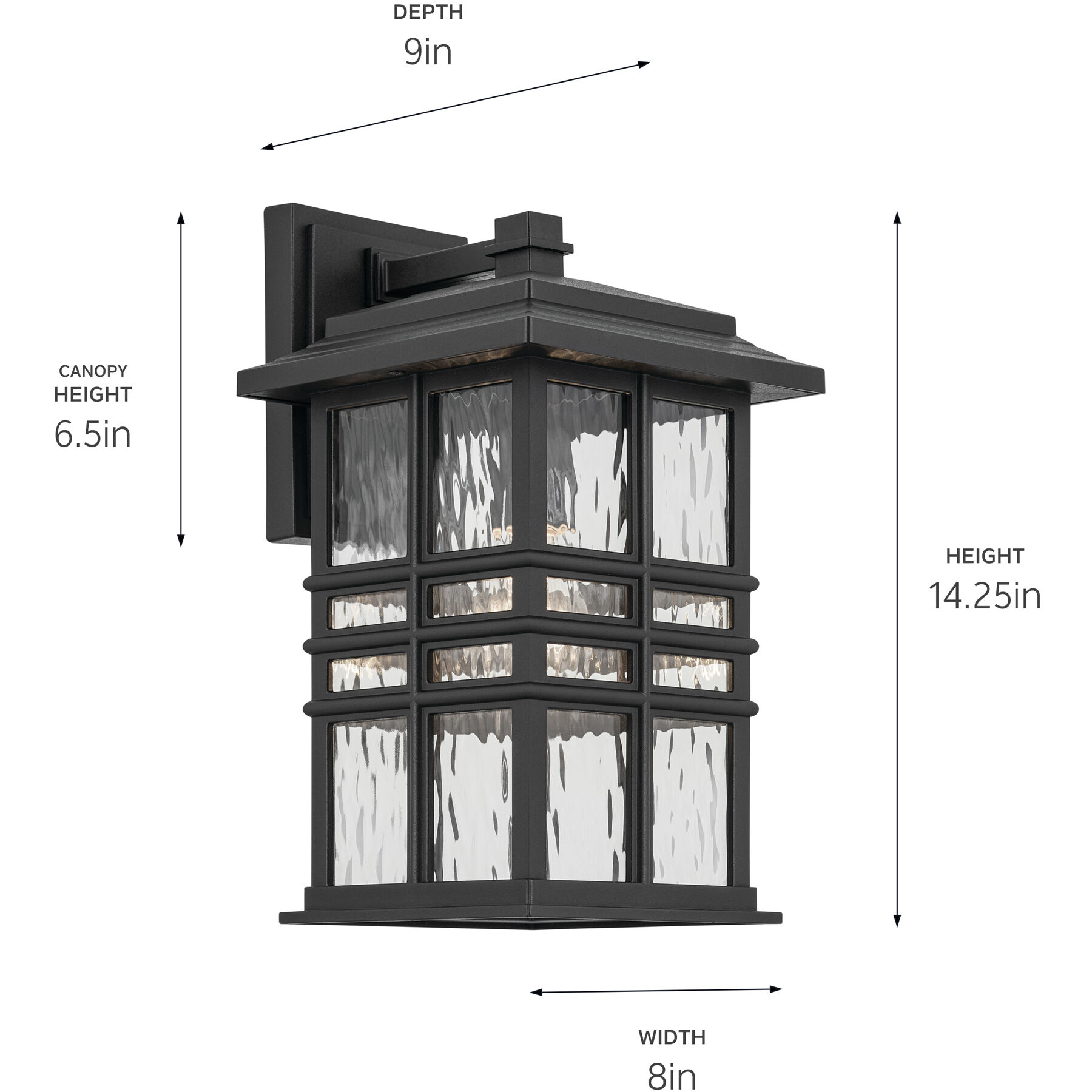 Beacon Square 1 Light 14.25 inch Textured Black Outdoor Wall Sconce, Medium