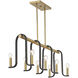 Archway 8 Light 38 inch Black with Warm Brass Accents Linear Chandelier Ceiling Light