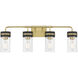 Marbridge 4 Light 28 inch Vintage Brass and Matte Black Bathroom Vanity Light Wall Light