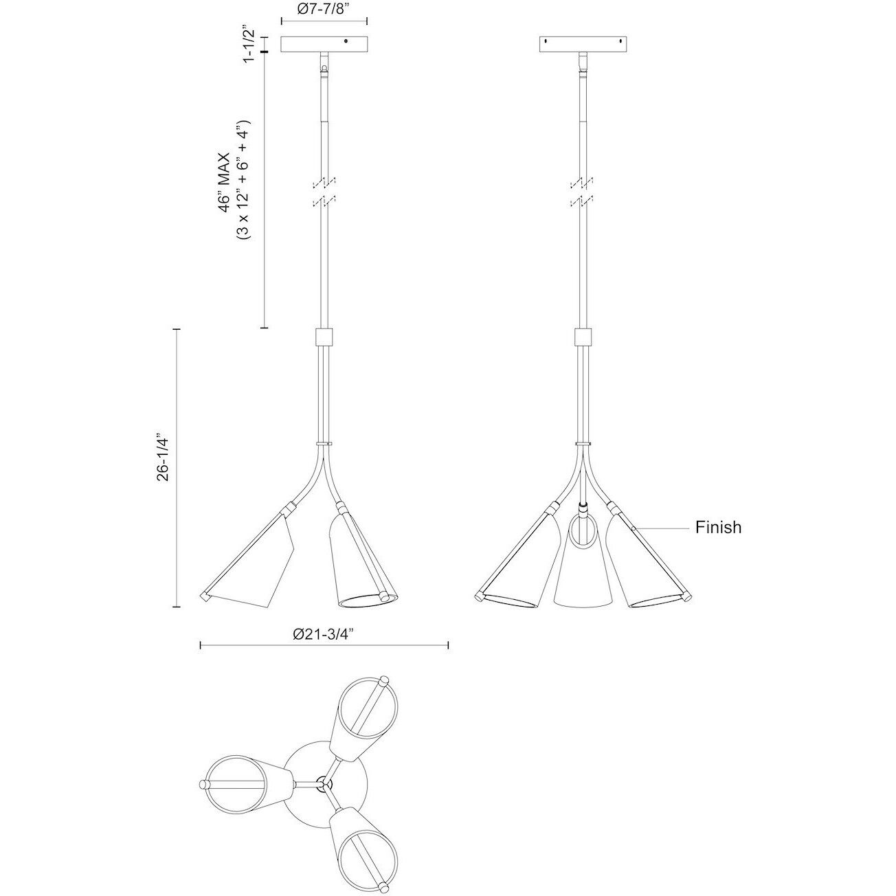 Mulberry LED 21.75 inch Black and Light Guide Pendant Ceiling Light