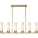 Empire 6 Light 44.25 inch Brushed Brass Linear Pendant Ceiling Light in Matte White Glass