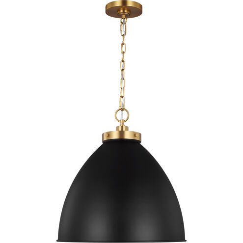 C&M by Chapman & Myers Wellfleet 1 Light 17.5 inch Midnight Black and Burnished Brass Pendant Ceiling Light in Midnight Black / Burnished Brass