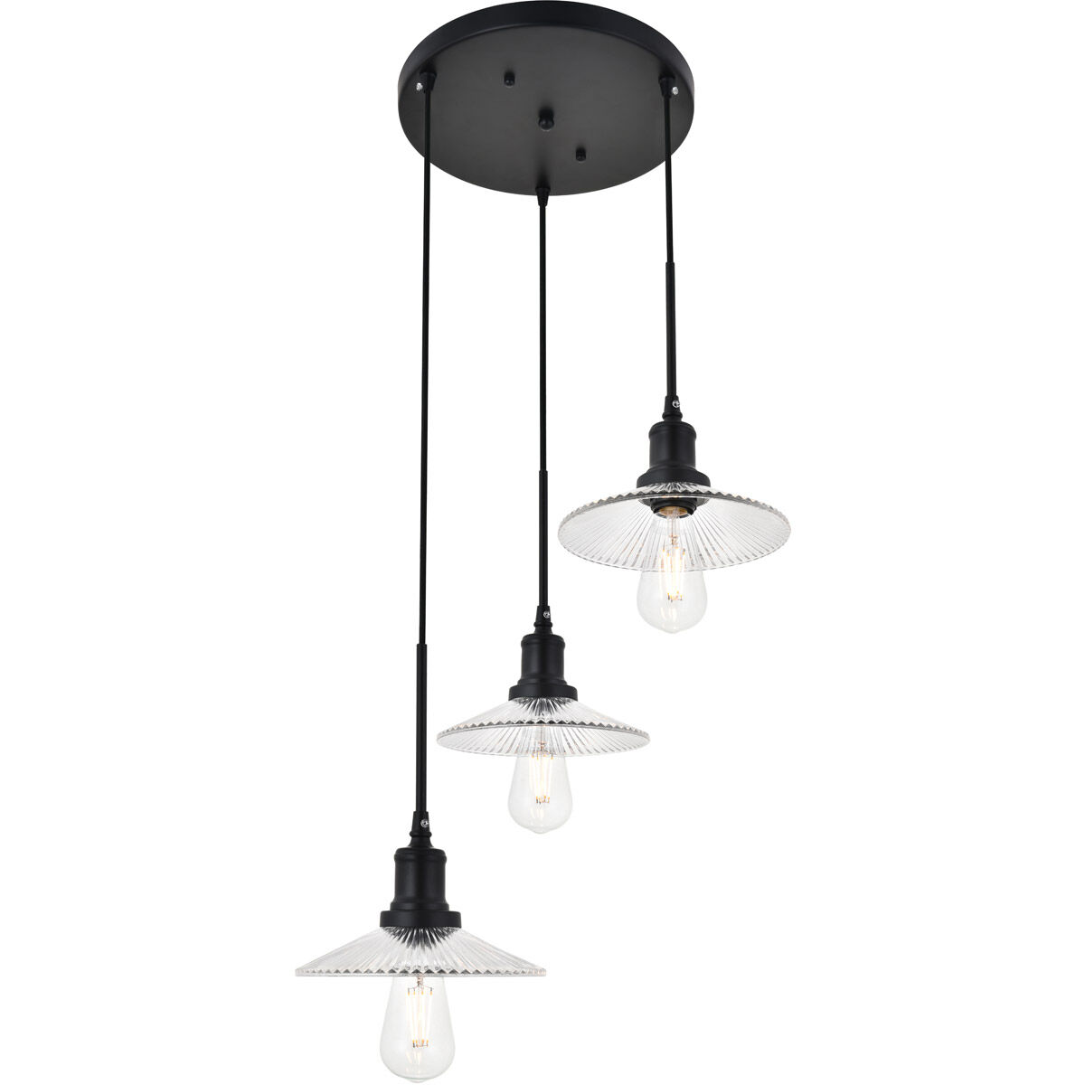 Waltz 3 Light 19 inch Black Pendant Ceiling Light
