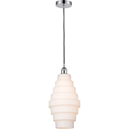 Edison Cascade LED 8.25 inch Polished Chrome Mini Pendant Ceiling Light in White