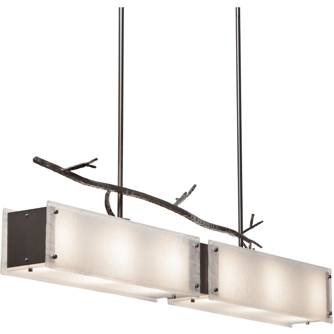 Ironwood LED 44.4 inch Gilded Brass Linear Pendant Ceiling Light in 3000K LED, Smoke Granite