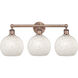 Edison White Mouchette 3 Light 26 inch Antique Copper Bath Vanity Light Wall Light