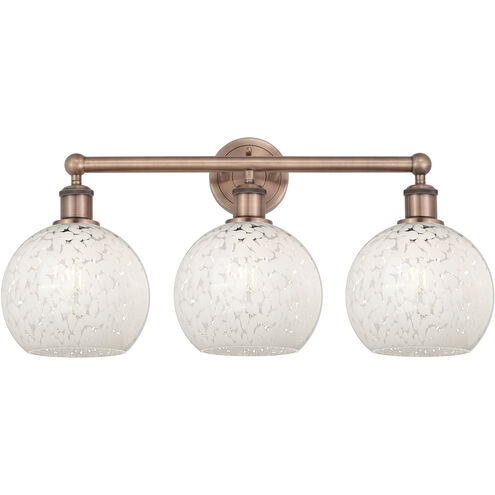 Edison White Mouchette 3 Light 26 inch Antique Copper Bath Vanity Light Wall Light