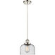 Ballston Large Bell LED 8 inch Polished Nickel Mini Pendant Ceiling Light in Seedy Glass, Black Textured