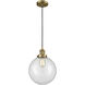 Franklin Restoration Beacon LED 10 inch Brushed Brass Mini Pendant Ceiling Light in Clear, Franklin Restoration