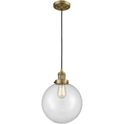 Franklin Restoration Beacon LED 10 inch Brushed Brass Mini Pendant Ceiling Light in Clear, Franklin Restoration