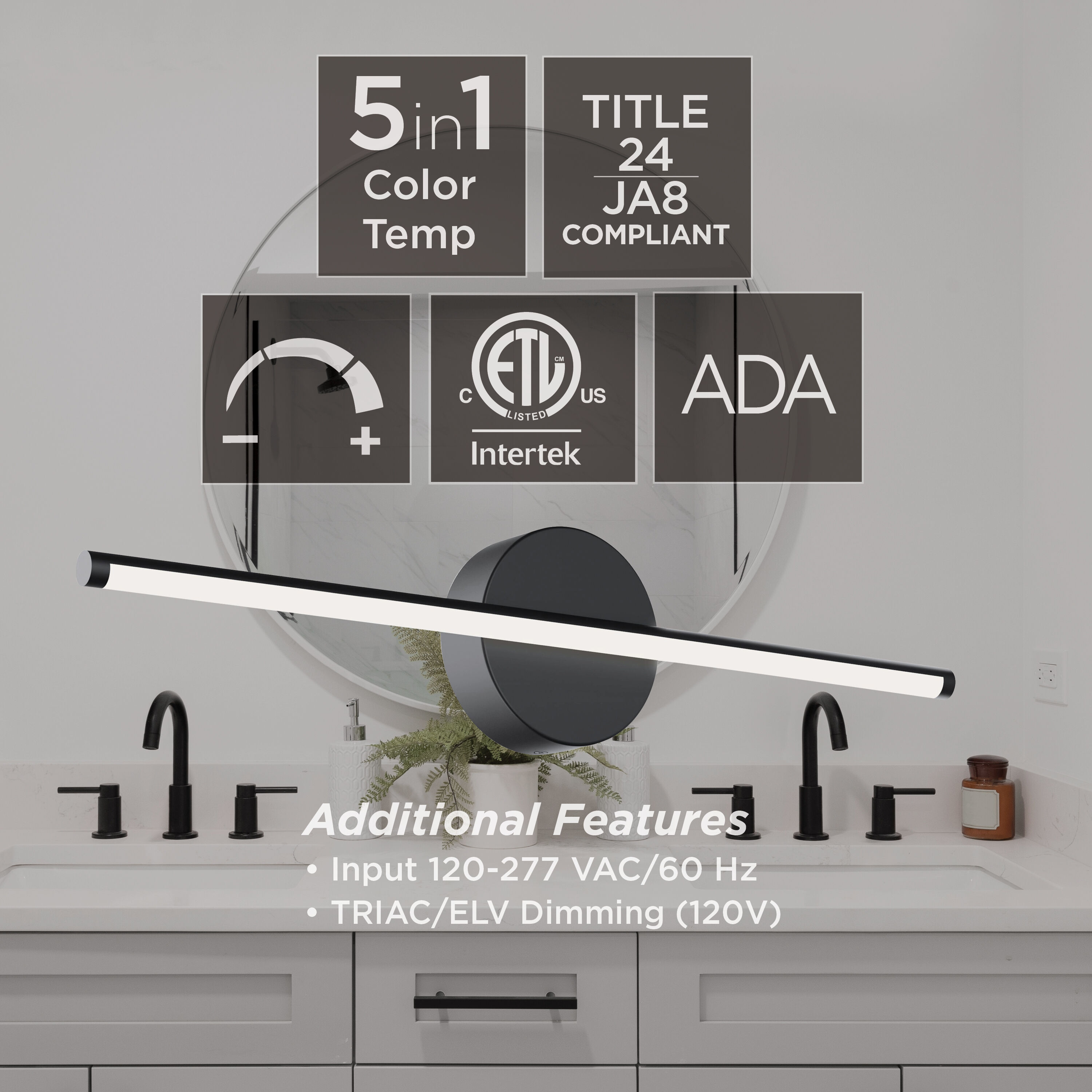 Elizabeth LED 36 inch Satin Nickel Vanity Light Wall Light