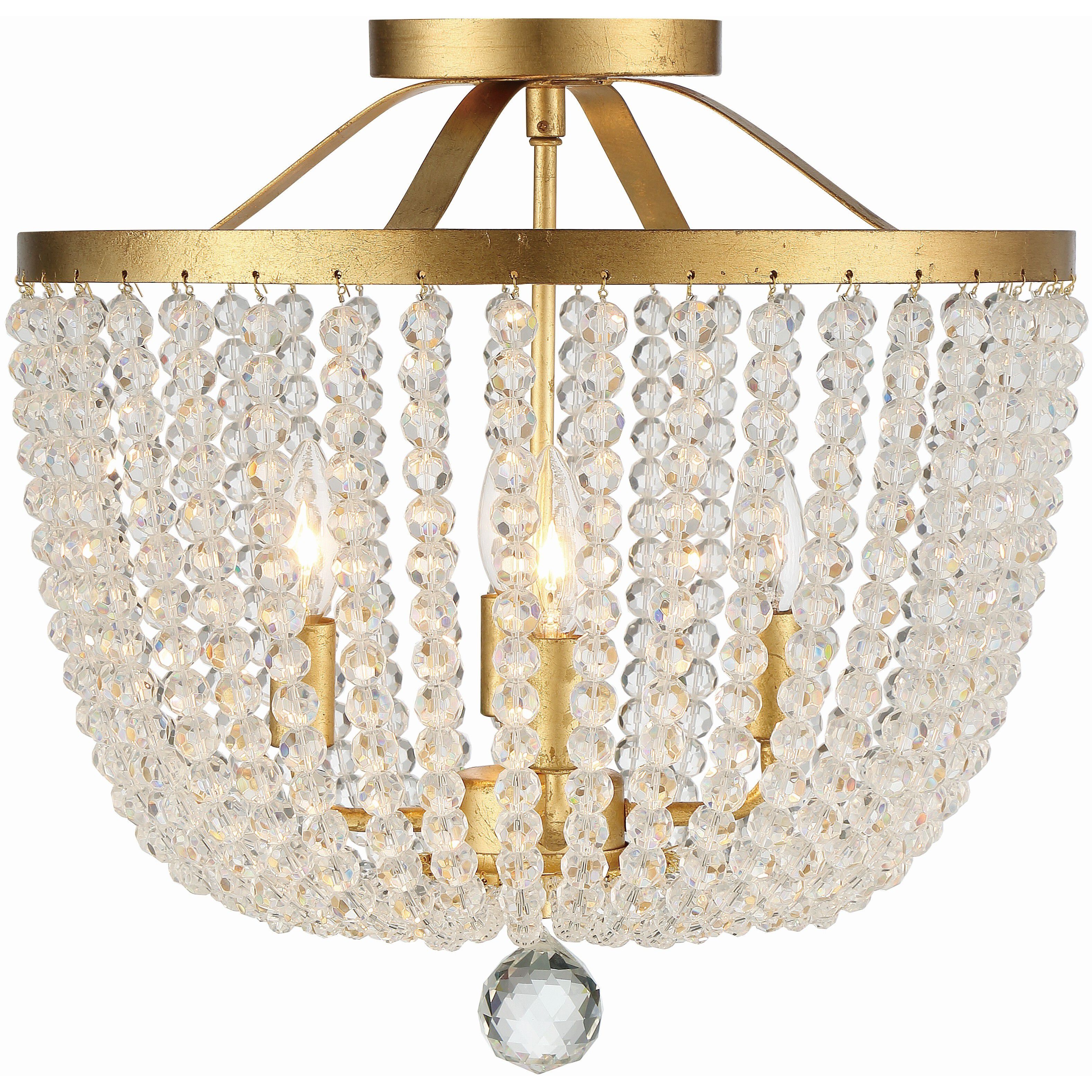 Rylee 4 Light 16.5 inch Antique Gold Semi Flush Ceiling Light