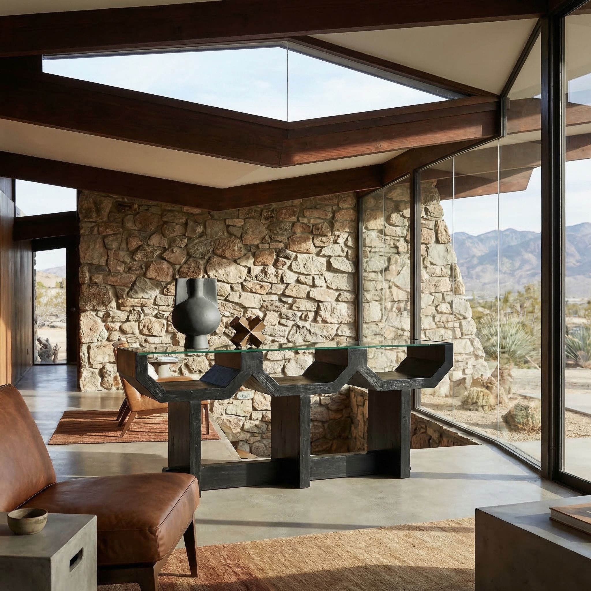 Ando 75 X 16 inch Hand Rubbed Black Console