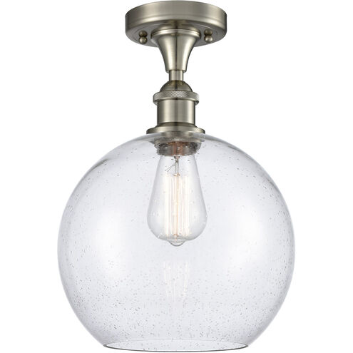 Ballston Large Athens LED 10 inch Brushed Satin Nickel Semi-Flush Mount Ceiling Light in Seedy Glass, Ballston