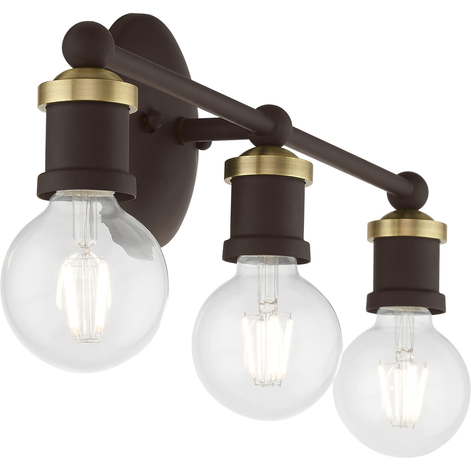 Lansdale 3 Light 20 inch Bronze with Antique Brass Accents Vanity Sconce Wall Light