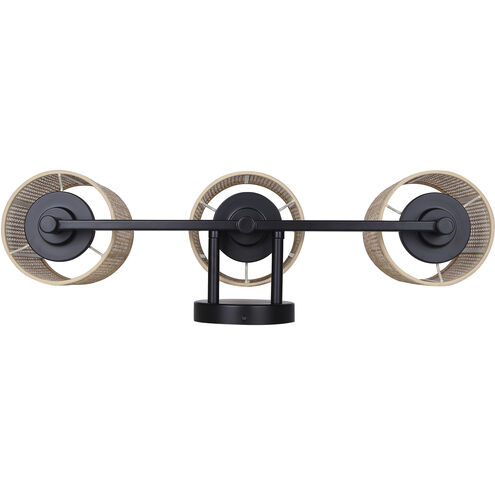 Meadow 3 Light 25.25 inch Black Vanity Light Wall Light