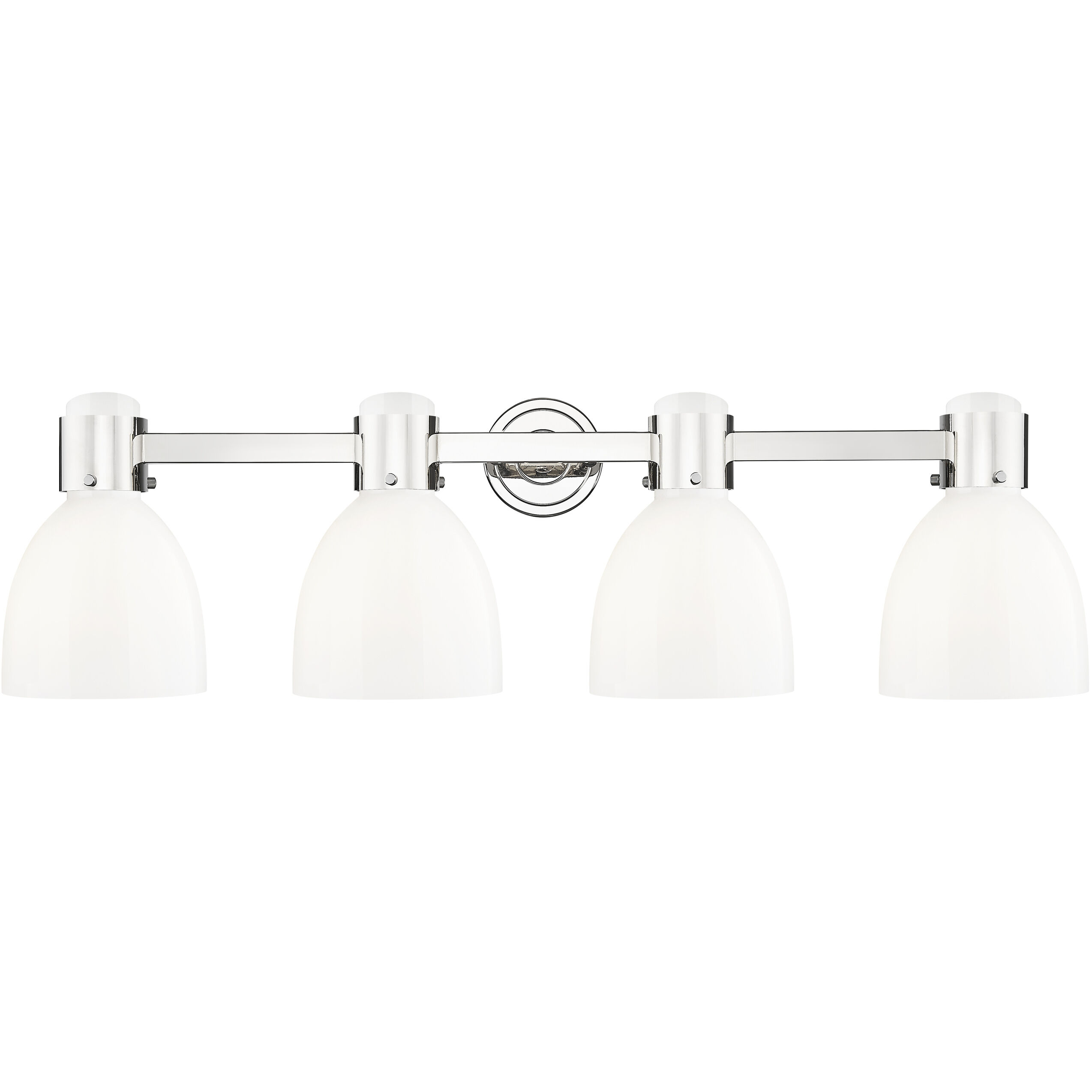 Lawton Bell 4 Light 34 inch Polished Nickel Bath Vanity Light Wall Light in Gloss White Glass